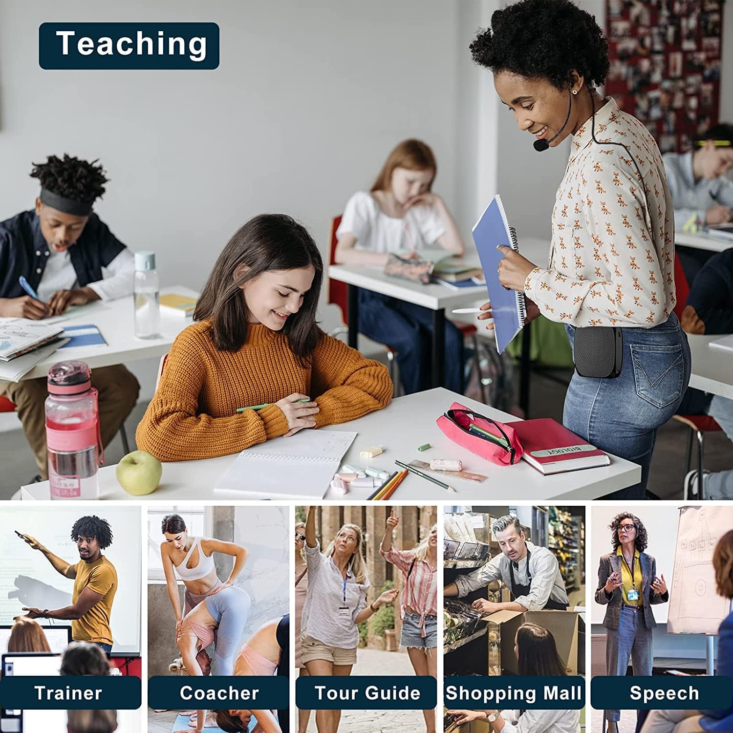 Persönlicher Sprachverstärker 10W mit Mikrofon &amp; FM-Radio für Lehrer und Senioren