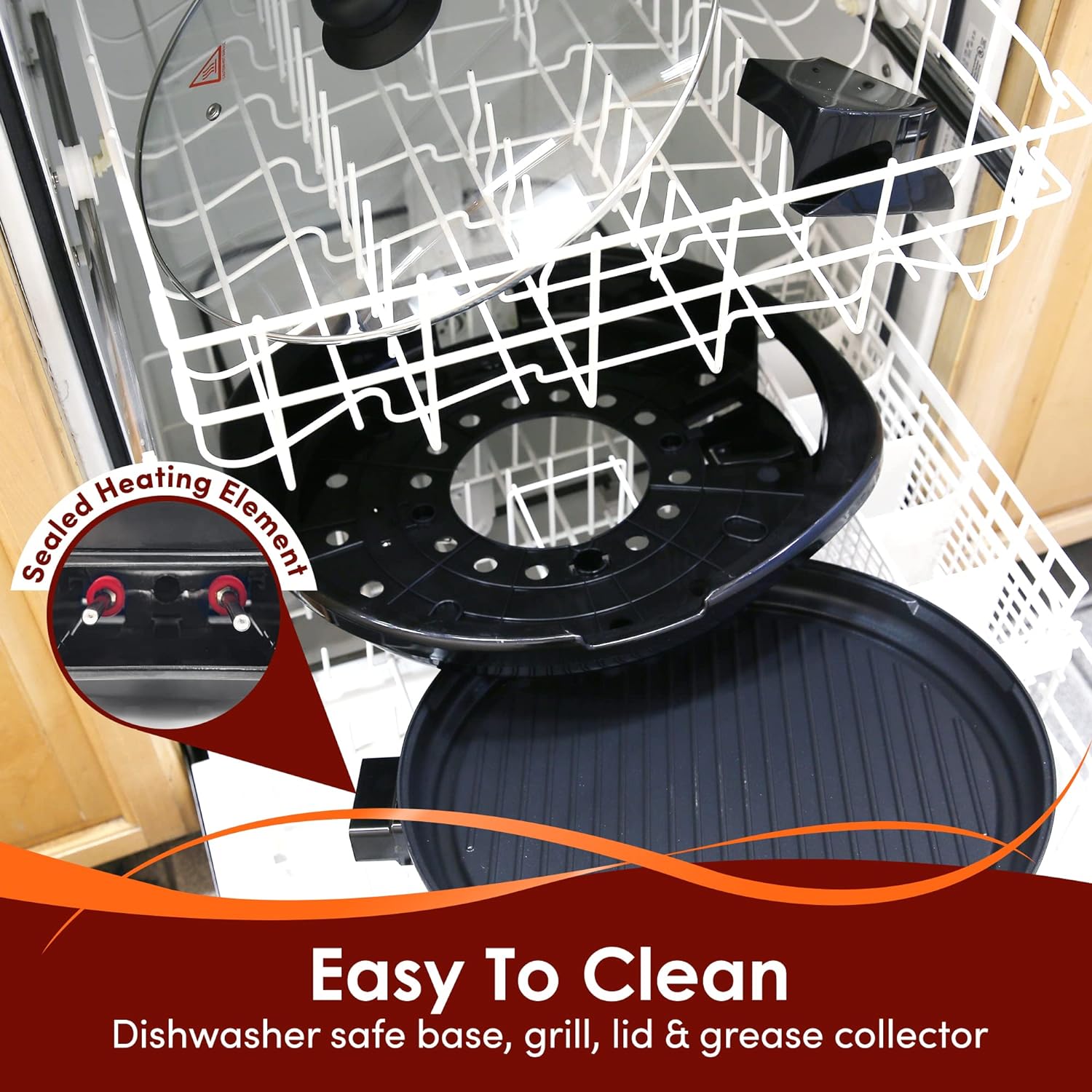 Raucharmer Elektro-Tischgrill Antihaftbeschichtung 14&quot;