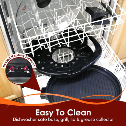 Raucharmer Elektro-Tischgrill Antihaftbeschichtung 14&quot;