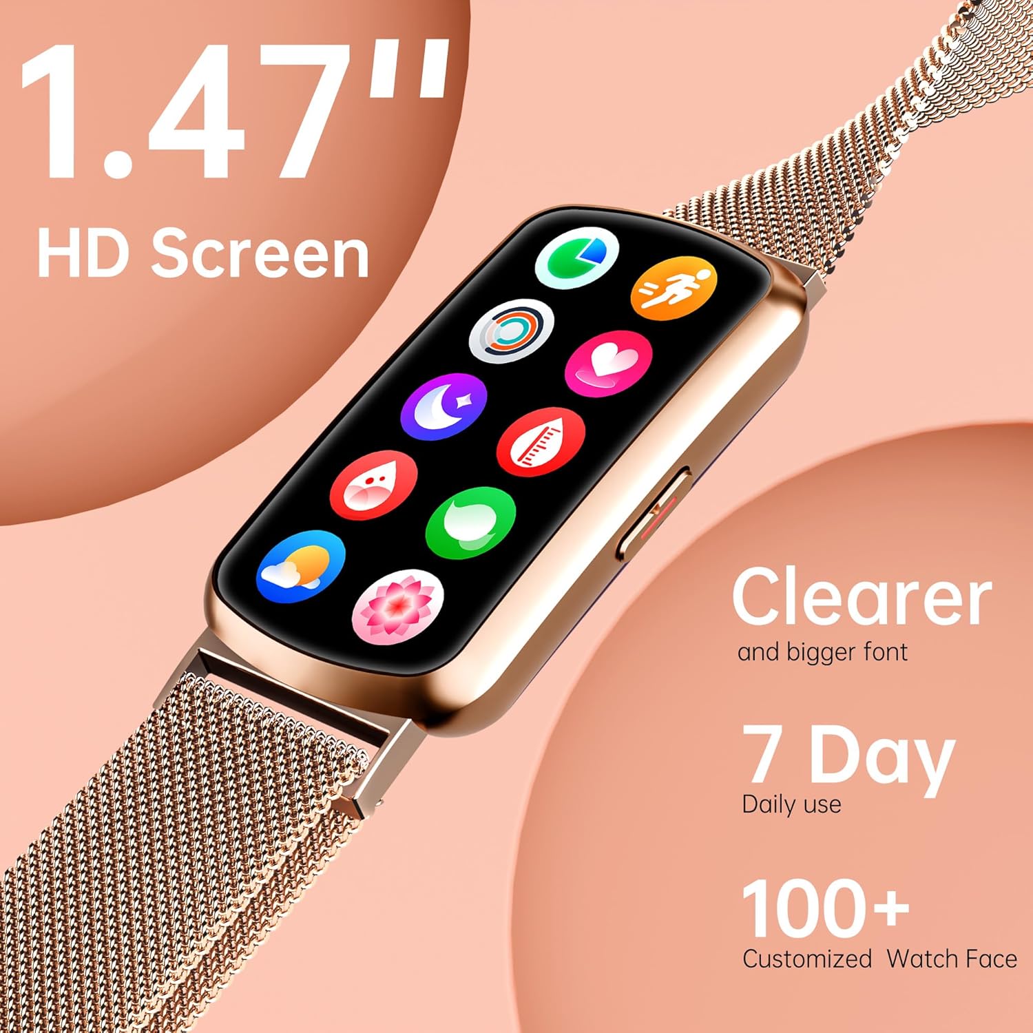 Neue superleichte IP68 wasserdichte Multisport-Fitness-Tracker-Smart-Braun-Armbanduhr für Frauen