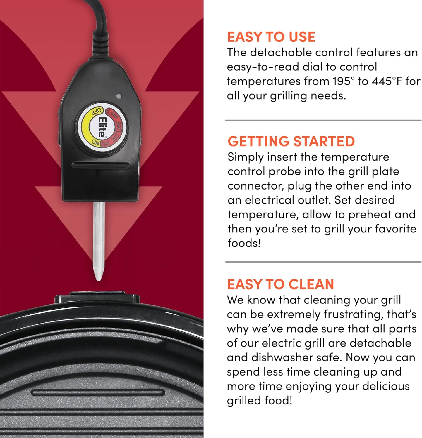 Raucharmer Elektro-Tischgrill Antihaftbeschichtung 14&quot;