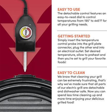 Raucharmer Elektro-Tischgrill Antihaftbeschichtung 14&quot;