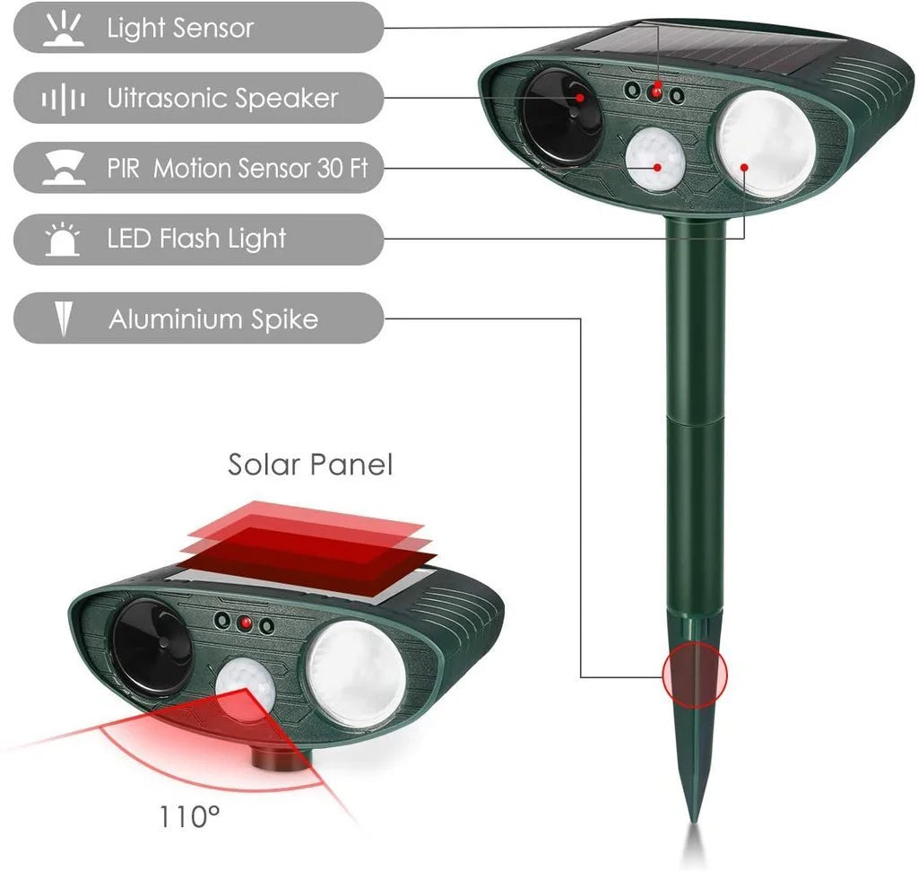 Solarbetriebener Ultraschall-Rehvertreiber - Effektiver Rehabschreckmittel für Gärten &amp; Höfe in 48 Stunden