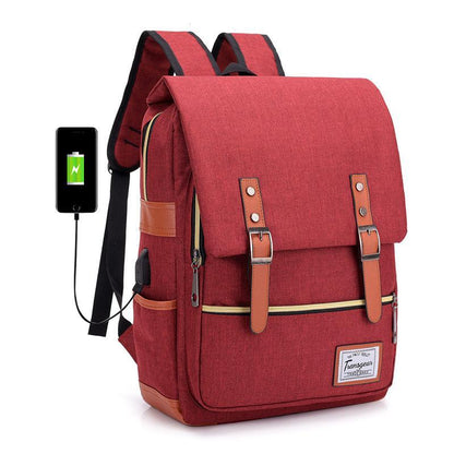 Vintage Laptop Rucksack mit USB – Schulrucksack für Uni, Reisen &amp; Alltag, 15.6 Zoll