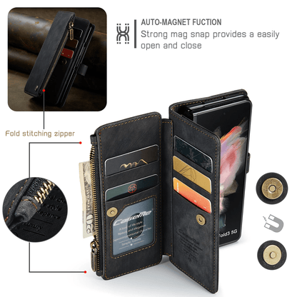 Reißverschluss-Leder-Brieftaschenhülle für Samsung Z Fold