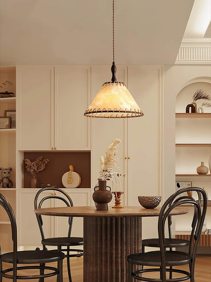 Holz &amp; Stoff Hängeleuchte