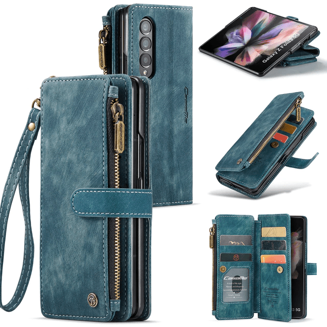 Reißverschluss-Leder-Brieftaschenhülle für Samsung Z Fold