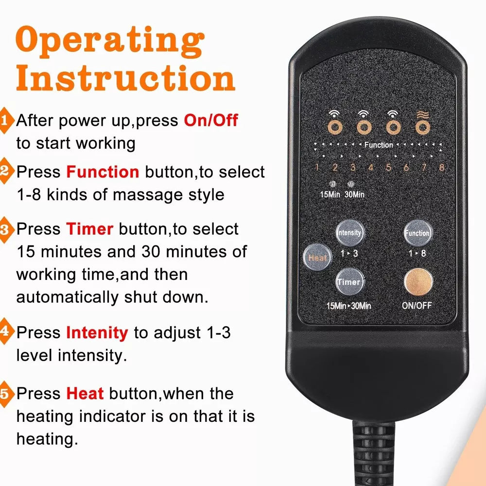 8 Mode Massage Stuhlauflage Mit Warmem Rücken-Nacken-Kissen Für Auto &amp; Zuhause