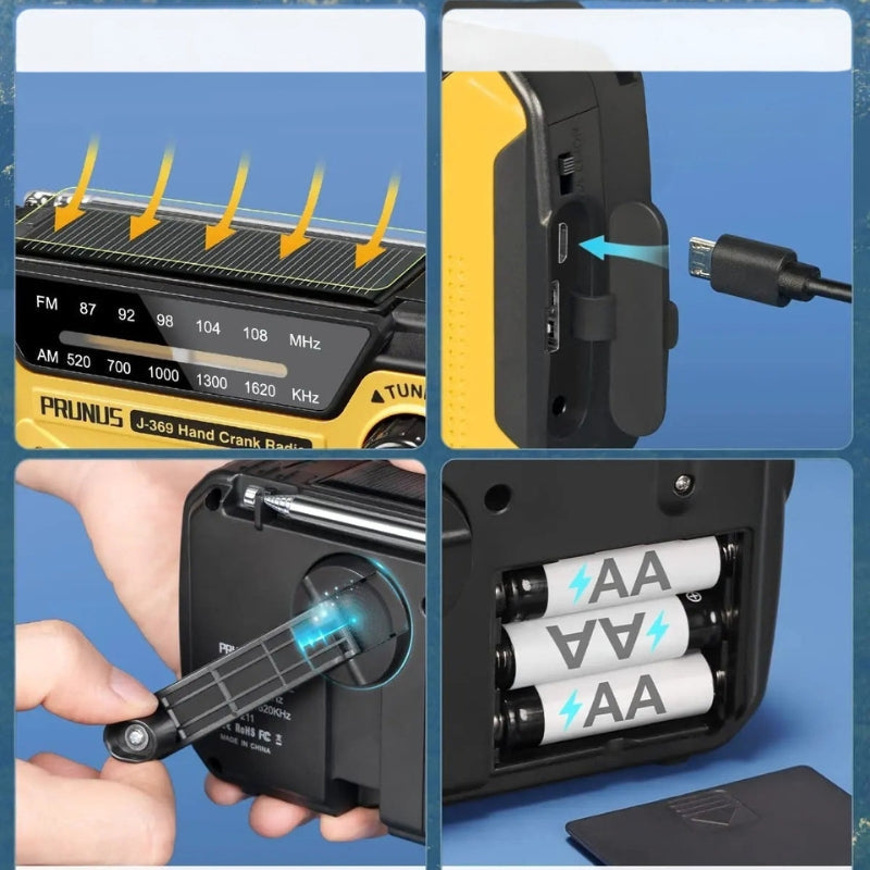 Zelara - Tragbares Notfallradio mit LED Taschenlampe Powerbank und Solaraufladung
