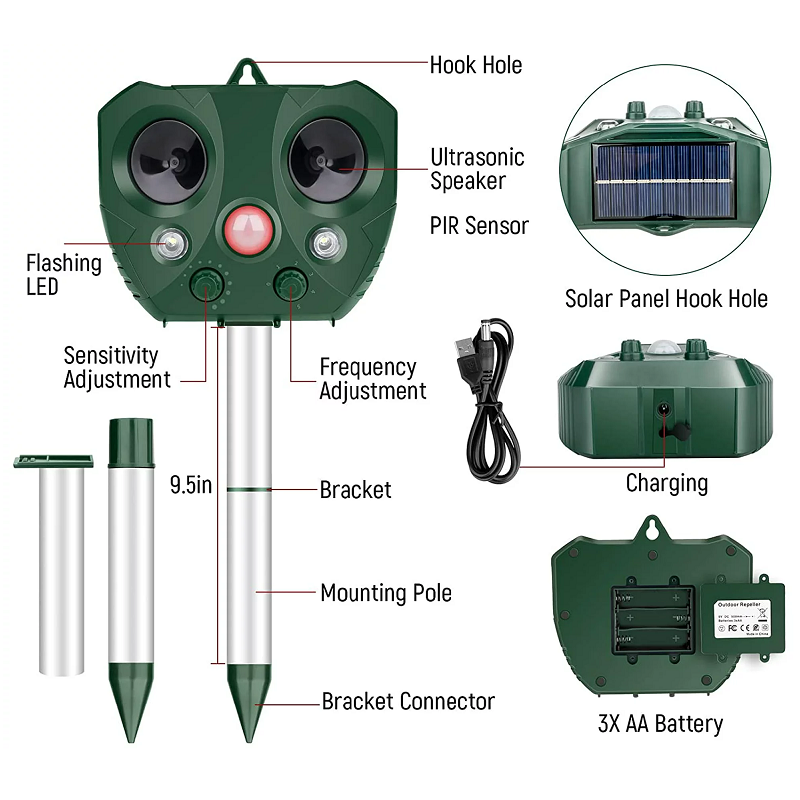 Ultrasonic Vogelvertreiber, Solarbetrieben