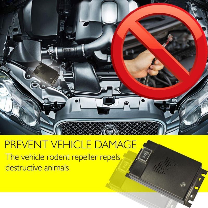 Ultraschall Auto-Nagerabwehr – Selbstbetriebenes Gerät gegen Mäuse, Ratten &amp; Eichhörnchen mit 12V Anschluss