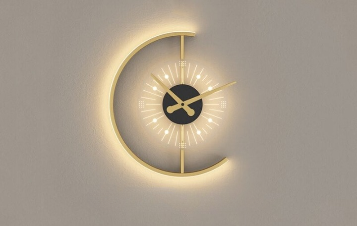 Elegante Halbmond-LED-Wanduhr