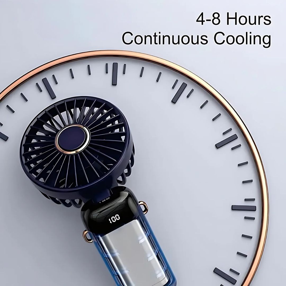 Wiederaufladbarer Handheld Mini Ventilator | 5-Geschwindigkeits, 90-Grad Einstellbar &amp; Leise für Büro, Zuhause &amp; Außenbereich