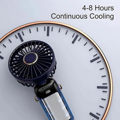 Wiederaufladbarer Handheld Mini Ventilator | 5-Geschwindigkeits, 90-Grad Einstellbar &amp; Leise für Büro, Zuhause &amp; Außenbereich