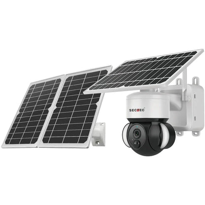 SECTEC Outdoor Solar WLAN Sicherheitskamera, Full-Day-Aufzeichnung, Farb-Nachtsicht, PIR-Bewegungserkennung, batteriebetrieben, IP66 wasserdicht