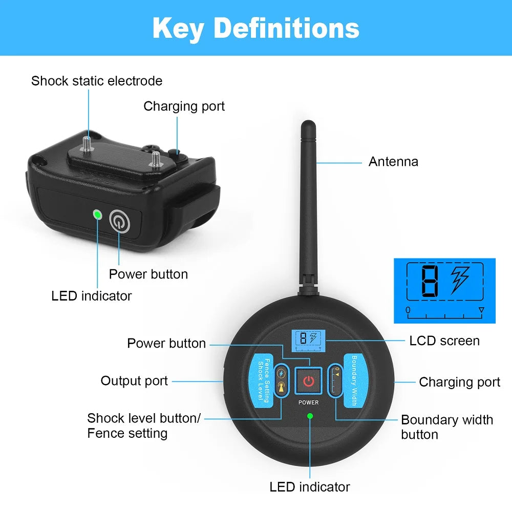 2-in-1 Elektrisches Haustier Wireless Zaun- und Trainingshalsband-System