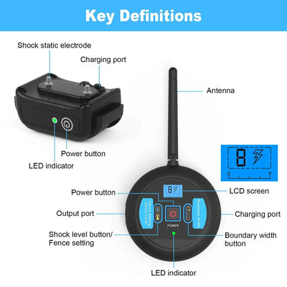 2-in-1 Elektrisches Haustier Wireless Zaun- und Trainingshalsband-System