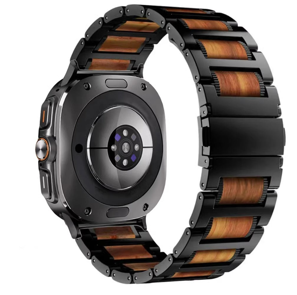 Natürliches rotes Sandelholz und Metallarmband für Samsung Watch Ultra