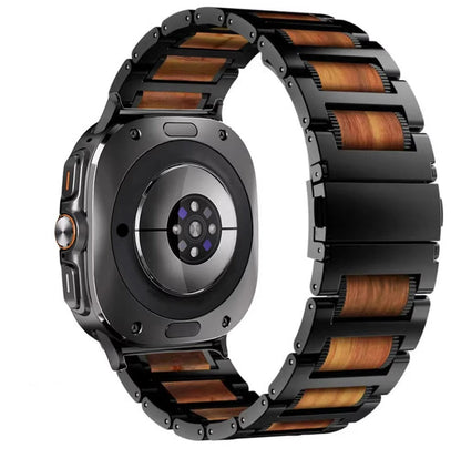 Natürliches rotes Sandelholz und Metallarmband für Samsung Watch Ultra