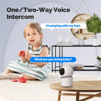 MoesHouse 3MP HD WiFi PTZ Sicherheitskamera - Indoor Infrarot Nachtsicht, Bewegungserkennung, Zwei-Wege-Intercom