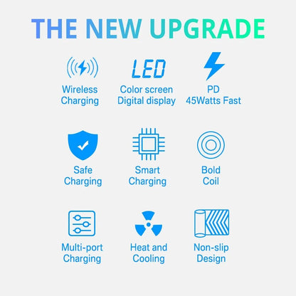 110W 8-Port USB Typ-C Ladestation Kabellose Schnell Ladegerät Digitalem Bildschirm | Wireless Charging Station iPhone, Samsung, Android, Handy, Tablet