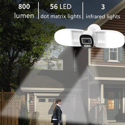 4MP WLAN-Sicherheitsflutlichtkamera, 10W Außen-IP-Netzwerk-CCTV, Nachtsicht, PTZ, Zwei-Wege-Intercom, Video-Wiedergabe, EU-Stecker