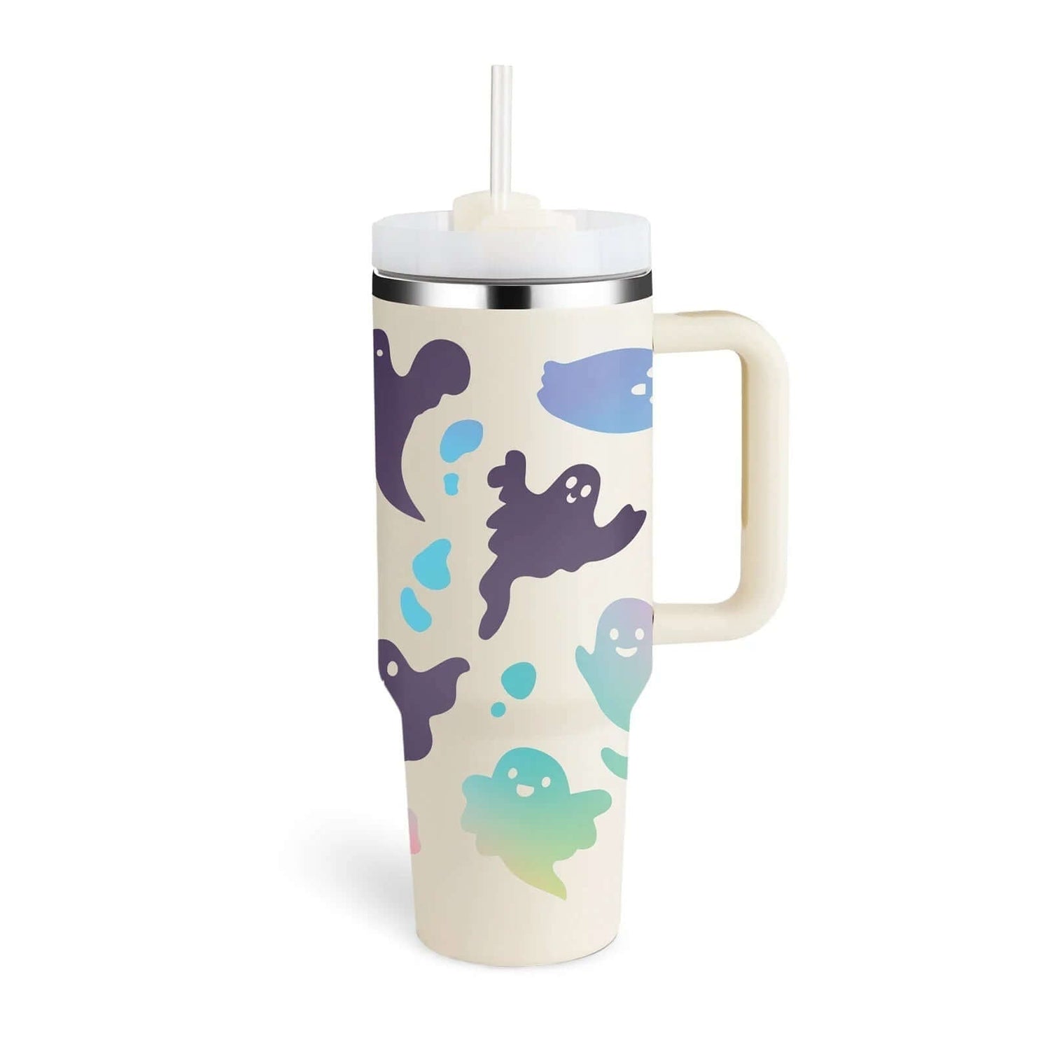 Isolierbecher mit Griff &amp; Strohhalm - Kaffeebecher &amp; Wasserflasche