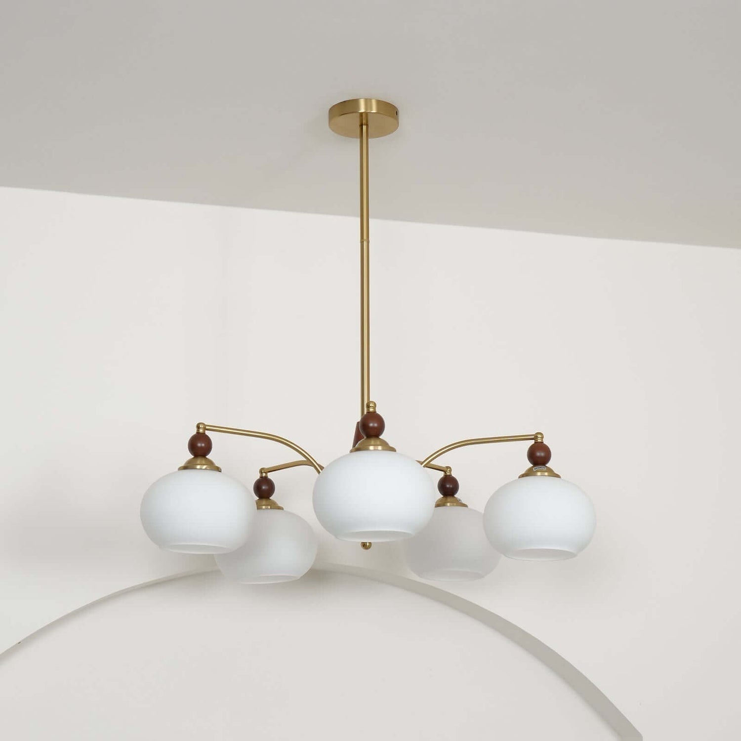 Retro Kronleuchter Holz &amp; Messing
