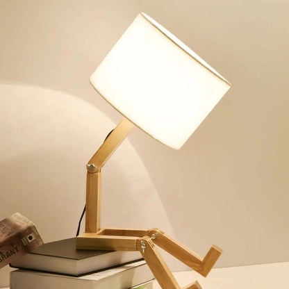 Hölzerne Tischlampe mit Bücherhalter - Flexibel &amp; Modern