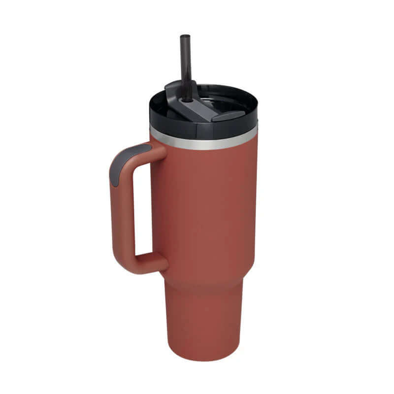 Isolierbecher mit Griff &amp; Strohhalm - Kaffeebecher &amp; Wasserflasche