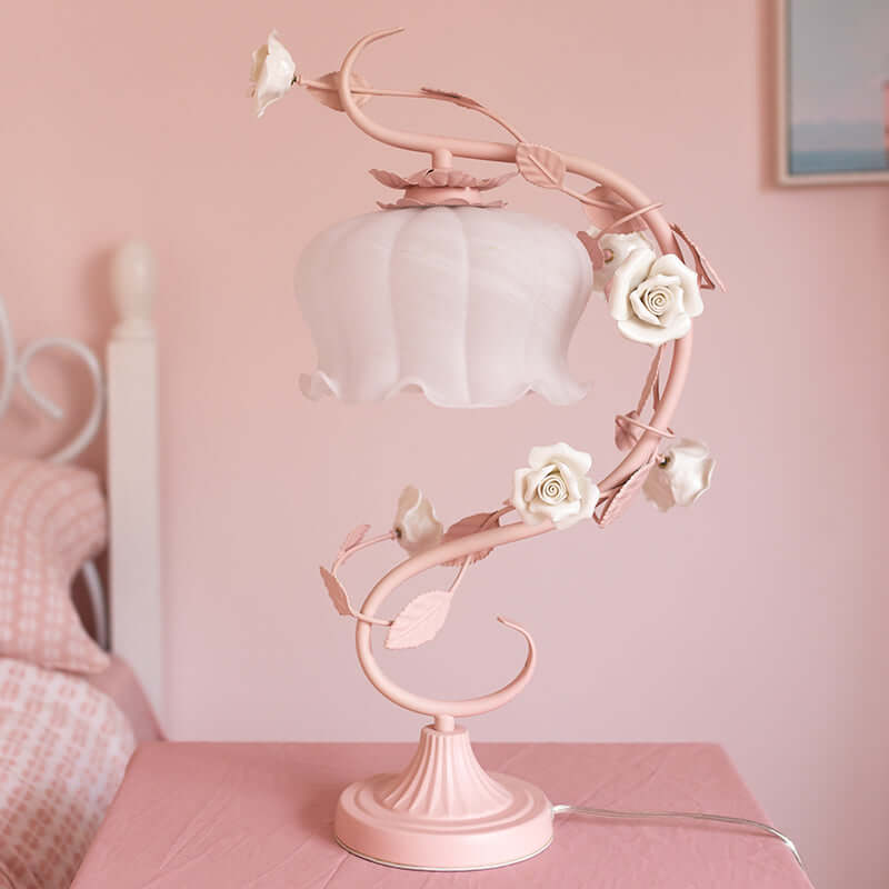 Romantische Rosenlampe Tischleuchte 23cm