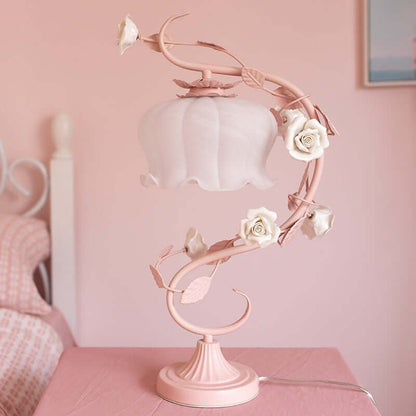 Romantische Rosenlampe Tischleuchte 23cm
