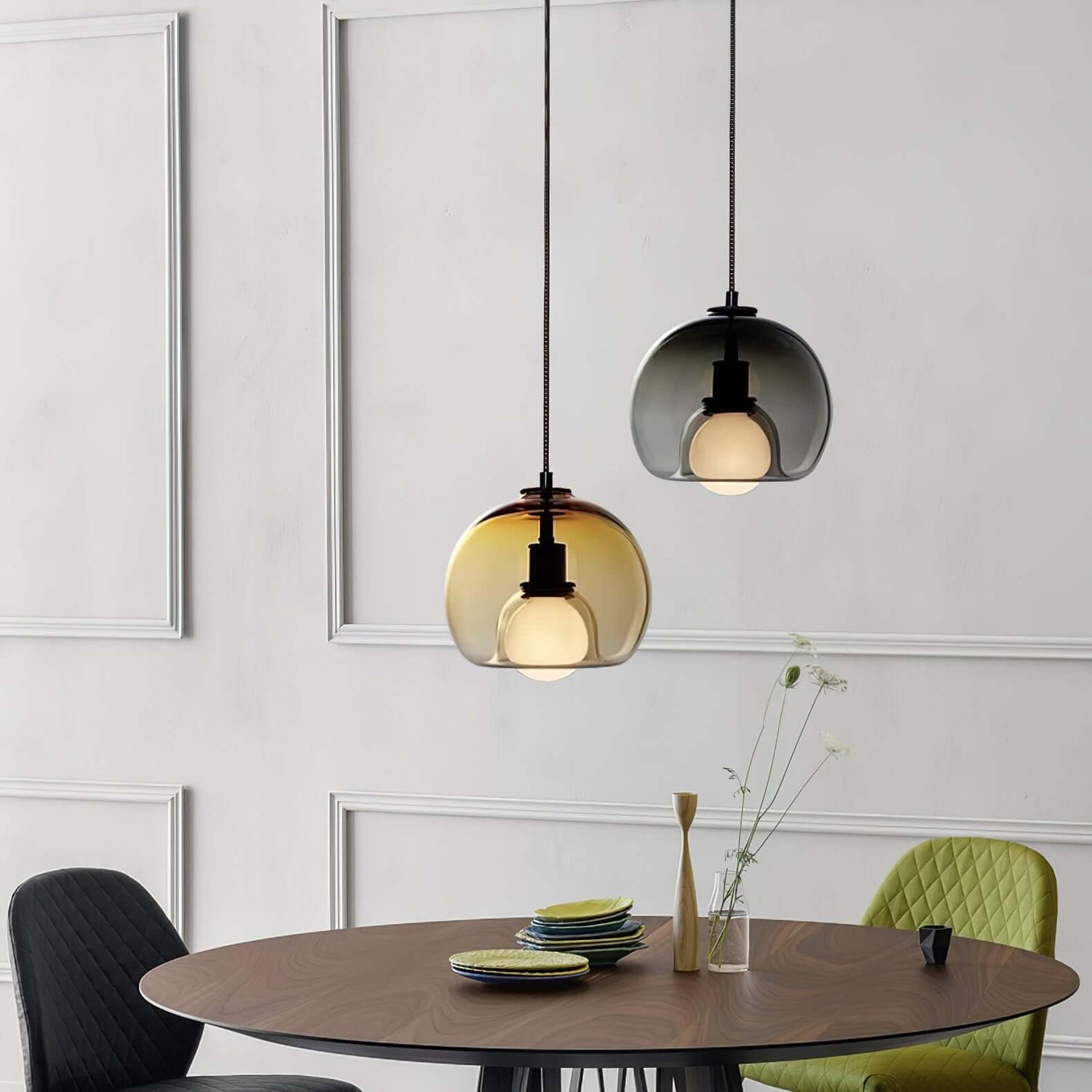 Moderne Pendelleuchte - Metall &amp; Glas
