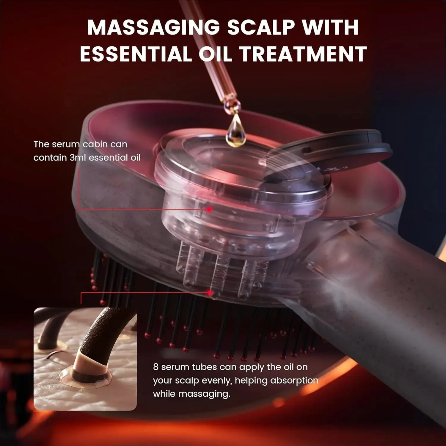Kopfhautmassagebürste mit LED-Lichttherapie - Entspannung &amp; Haarwachstum