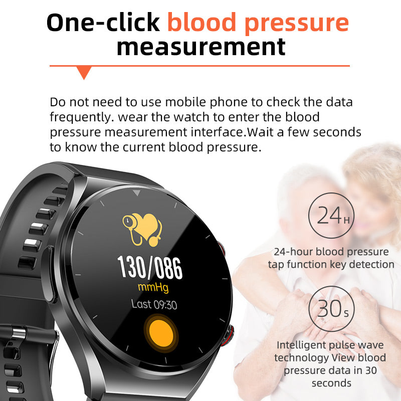 Ein-Klick Blutzucker|Blutglukose Blutdruck EKG|EKG HRV Herzfrequenzmonitor Gesundheits-Smartwatch