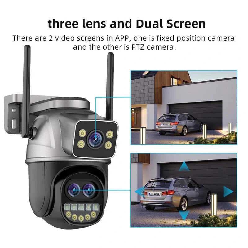 Guudgo 4K 8MP WiFi Außen Sicherheitskamera, 5X Zoom, Nachtsicht, Bewegungserkennung, 2-Wege Audio, IP66 wasserdicht, drahtlose PTZ Überwachung