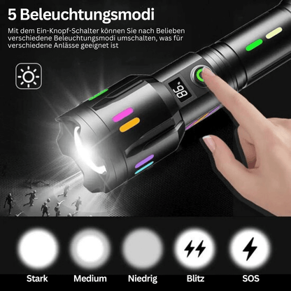 9000 Lumen LED Taschenlampe, wiederaufladbar