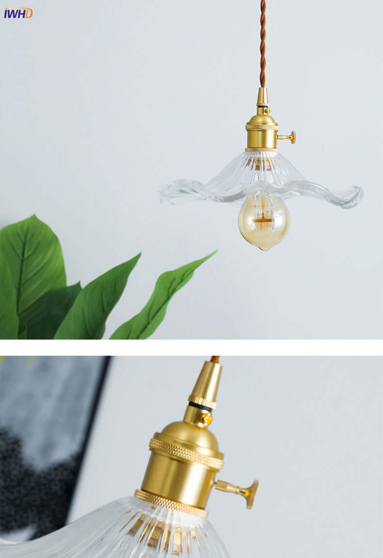 LED-Hängeleuchte, Buntglas &amp; Kupfer - Modernes Design