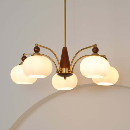 Retro Kronleuchter Holz &amp; Messing