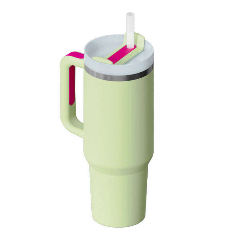 Isolierbecher mit Griff &amp; Strohhalm - Kaffeebecher &amp; Wasserflasche
