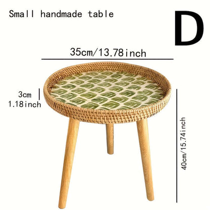Rattan Beistelltisch Rund - Naturholz