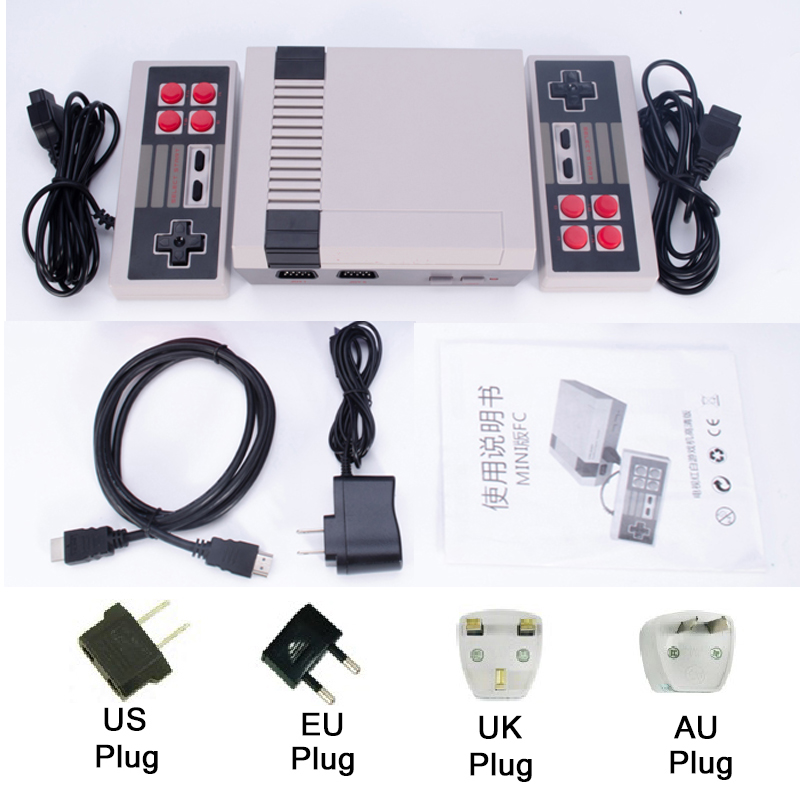 Retro Gaming Konsole mit 620 Spielen – Plug &amp; Play, 2 kabelgebundene Controller, HDMI/AV, kompakt