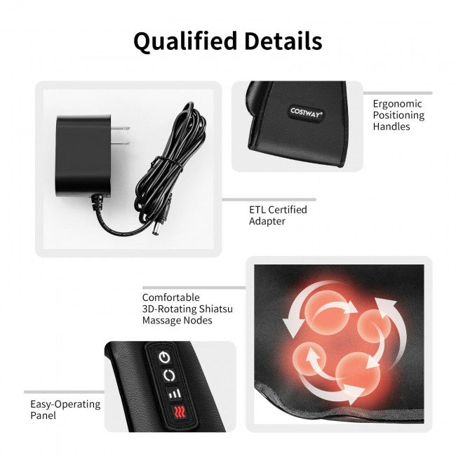 Shiatsu Nacken- &amp; Rückenmassagegerät mit Wärme &amp; 3D-Kneten