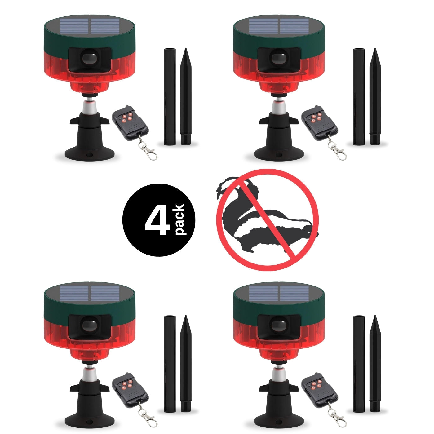 Solarbetriebene Bewegungsmelder-Stroboskoplampe mit 360° Sensor, 13 Sounds, IP65 Wasserdicht – Umweltfreundlicher Stinktier-Vertreiber für Haus &amp; Garten