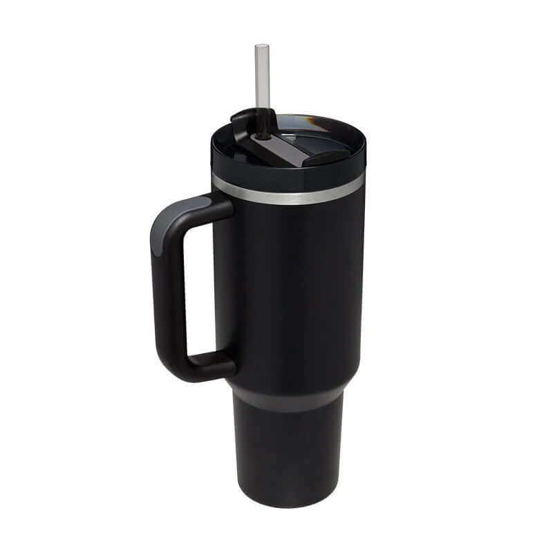 Isolierbecher mit Griff &amp; Strohhalm - Kaffeebecher &amp; Wasserflasche