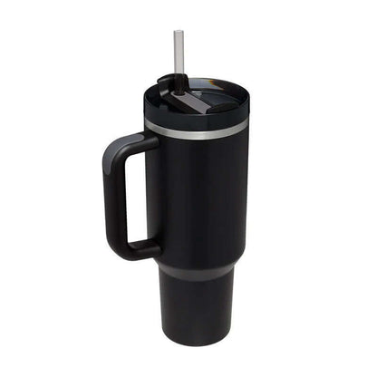 Isolierbecher mit Griff &amp; Strohhalm - Kaffeebecher &amp; Wasserflasche