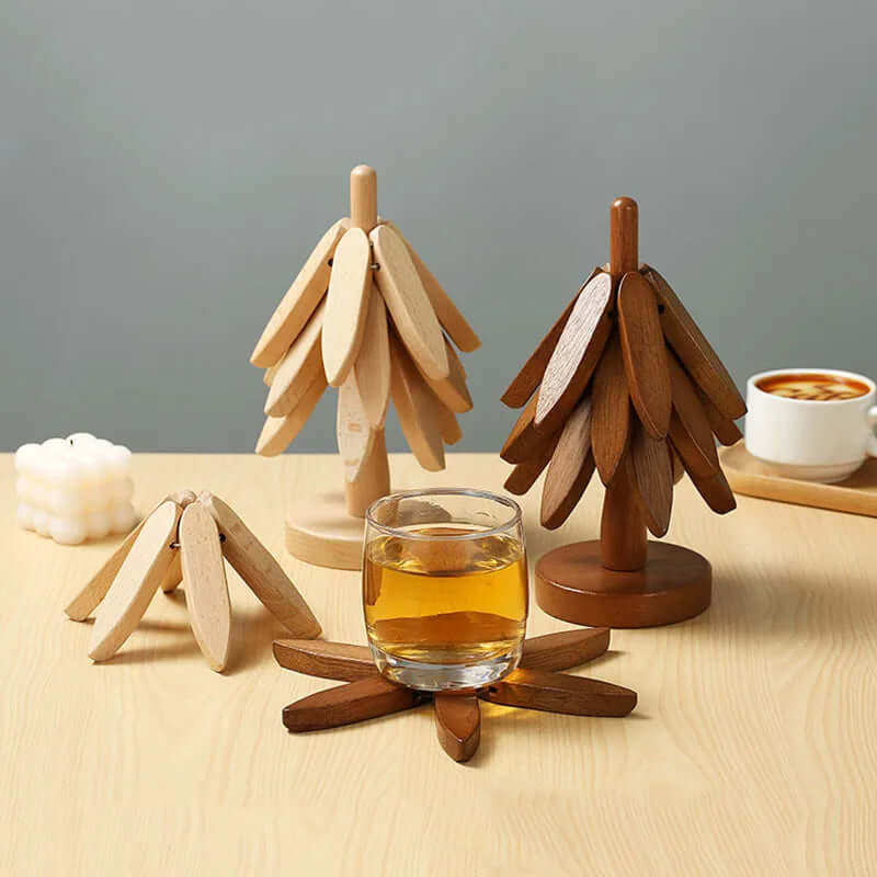Holzbäume Untersetzer Set - Tischschutz Deko