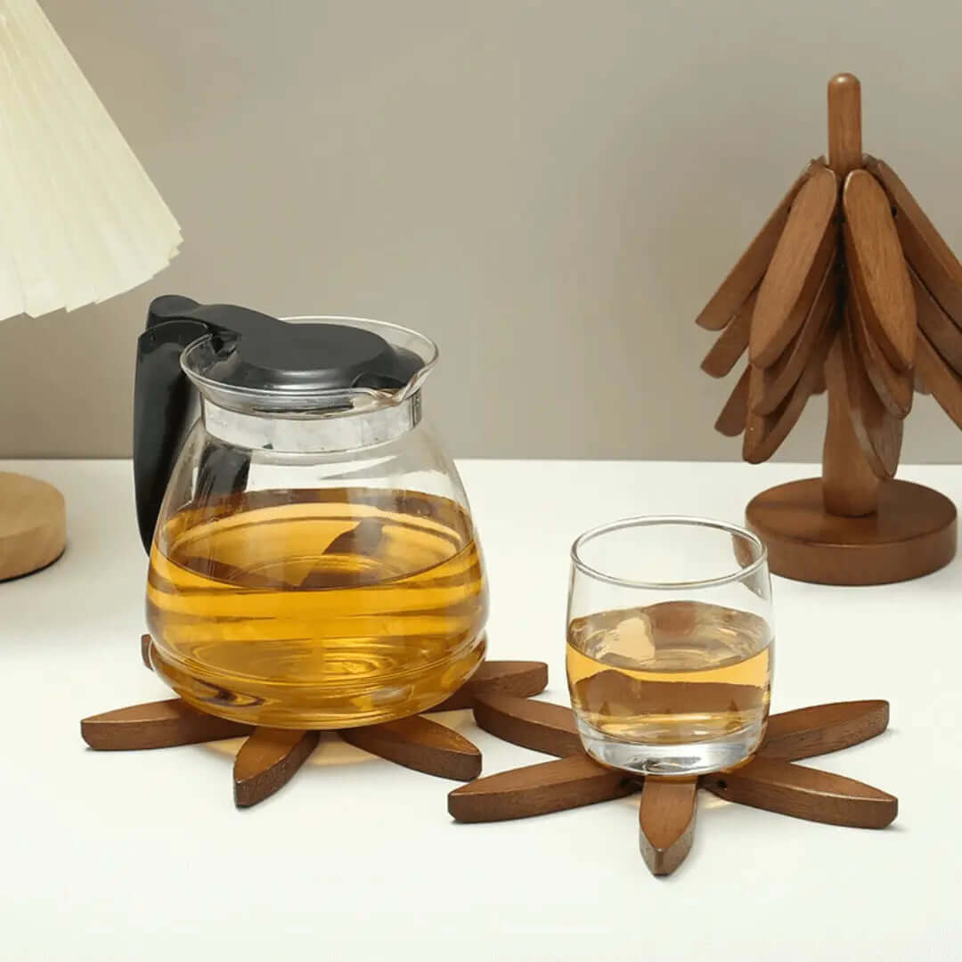 Holzuntersetzer Set - Baum Design - Hitzebeständig
