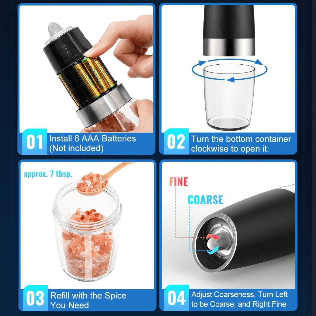 Elektrische Pfeffermühle &amp; Salzmühle Set - Wiederaufladbar
