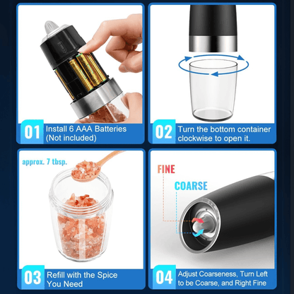Elektrische Pfeffermühle &amp; Salzmühle Set - Wiederaufladbar